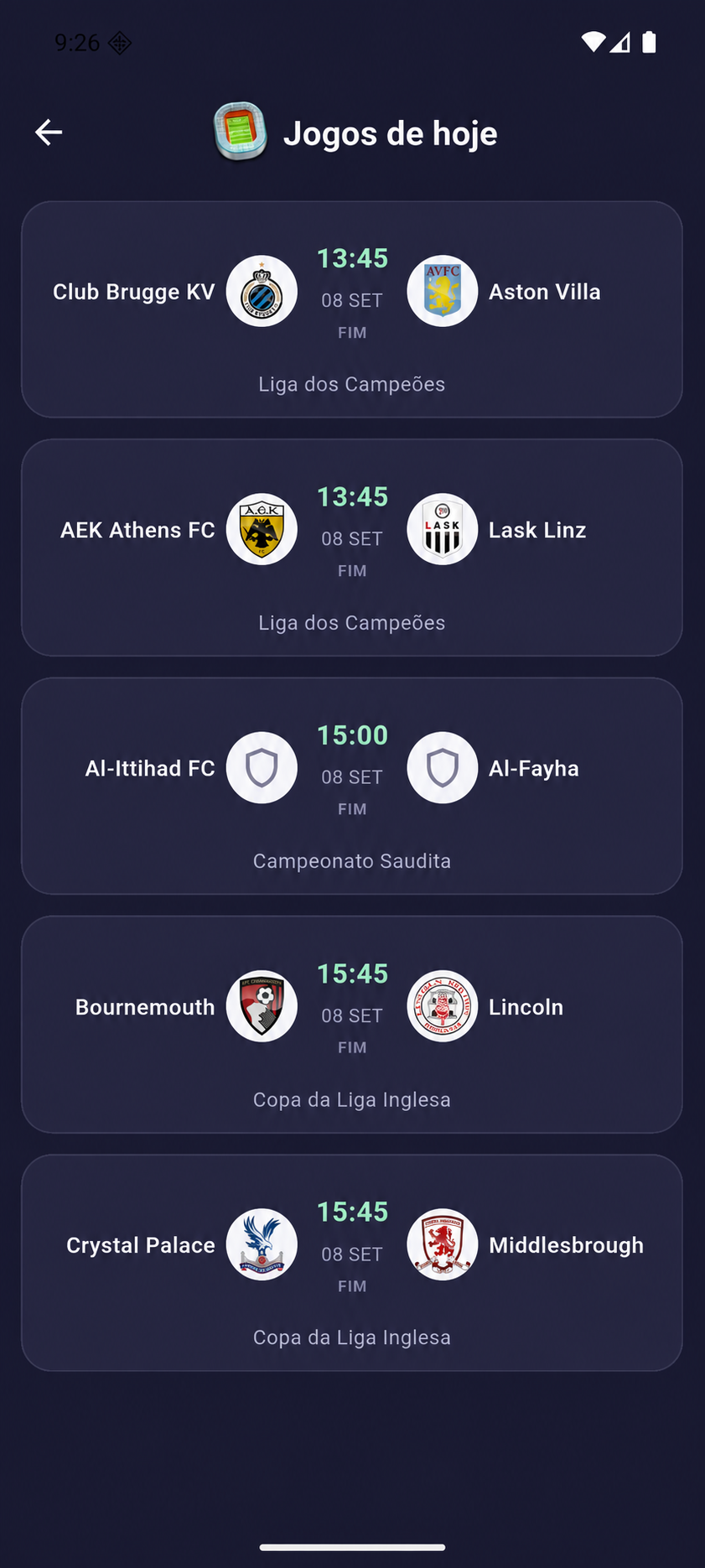 Tela de placar e informações de jogo do MaxPlay